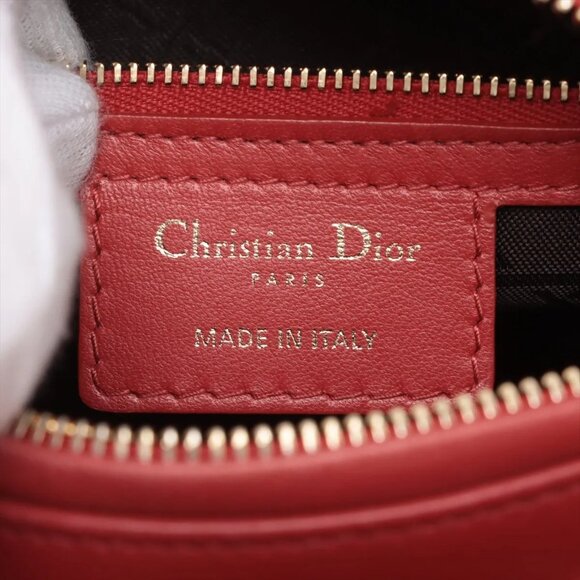 Sold out ❌Christian Dior Lady Dior Cannage Leather 2 Way Handbag Red - Picture 11 of 15